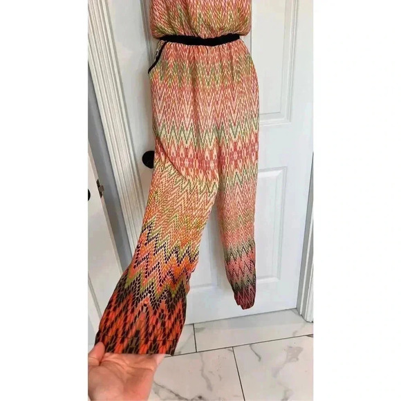 Haute Hanger Women’s M Pants Tank Top One Piece Romper Pockets Orange Green - Picture 3 of 12